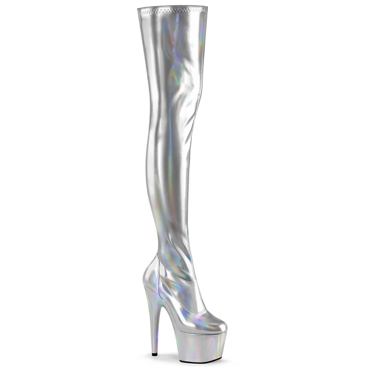 ADORE-3000HWR Silver, Metallic Thigh High Boot, Stripper Boot, Pleaser –  BootyCocktails