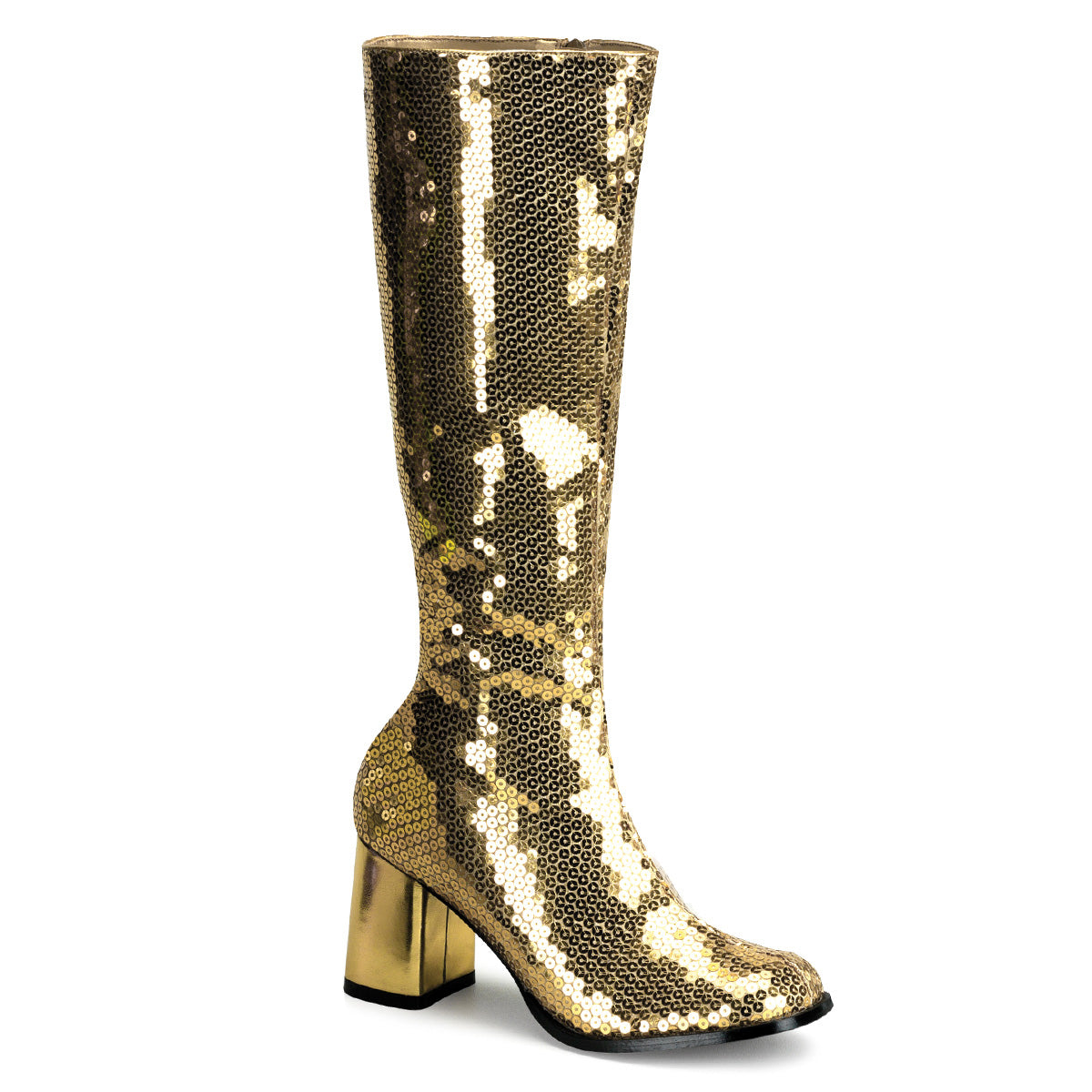 gold sequin boots