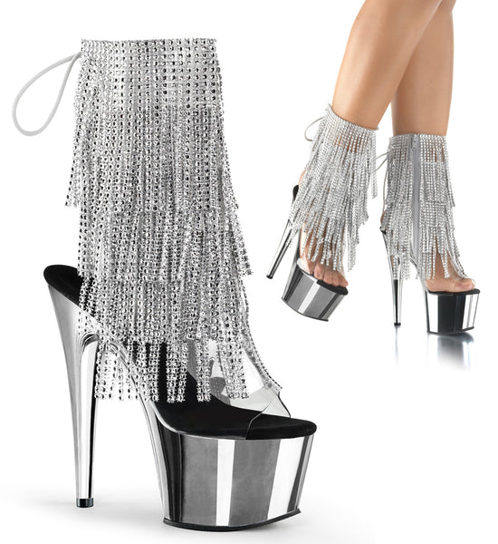 ADORE-1017RSF Pleaser Shoes Rhinestone Fringe Pole Dancing Boots