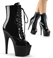 ADORE-1021 Black Patent Peep Toe Platform Exotic Dancer Boot