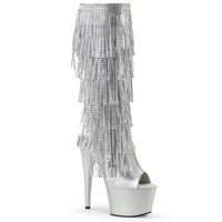 ADORE-2024RSF Pleaser Shoes Silver Chrome Fringe High Heel Boot