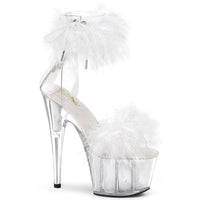 ADORE-724F White Marabou Ankle Cuff Stripper Shoes