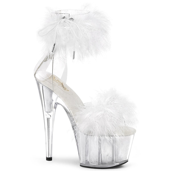 ADORE-724F White Marabou Ankle Cuff Stripper Shoes