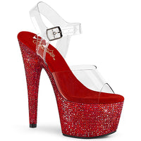 BEJEWELED-708DM Red Rhinestone Platform Exotic Dancer Shoe