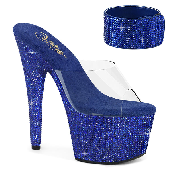 BEJEWELED-712RS Royal Blue Rhinestone 7 Inch Stripper Shoes