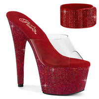 BEJEWELED-712RS Ruby Red Rhinestone 7 Inch Platform Sandals