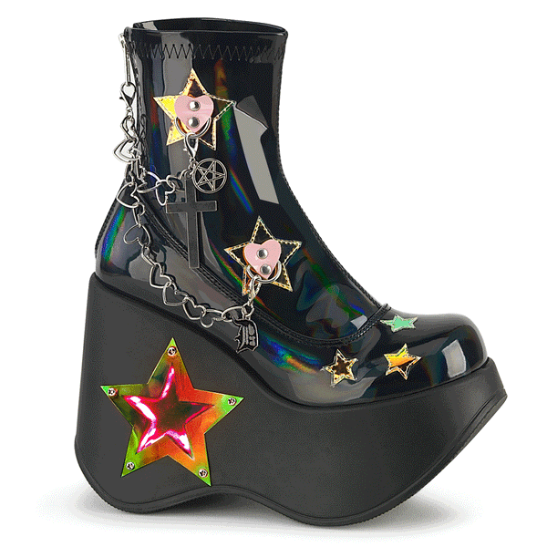 5 Inch Star Cutout Platform Wedge Ankle Boot, Back Zip - BLAZE-108