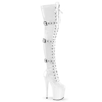 FLAMINGO-3028 White Patent Thigh High Exotic Dancer Boots