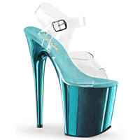 FLAMINGO-808 Platform Turquoise Chrome Exotic Dancer Sandal