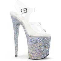 FLAMINGO-808LG Pleaser Shoes Silver High Heel Stripper Shoes