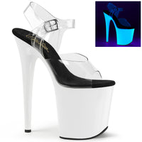 FLAMINGO-808UV White UV Reactive 8 Inch Stripper Shoes