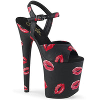 FLAMINGO-809KISSES Lip Print Sexy  8 Inch Stripper Sandal