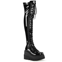 SHAKER-374 Demonia Shoes Thigh High Wedge Platform Goth Boot