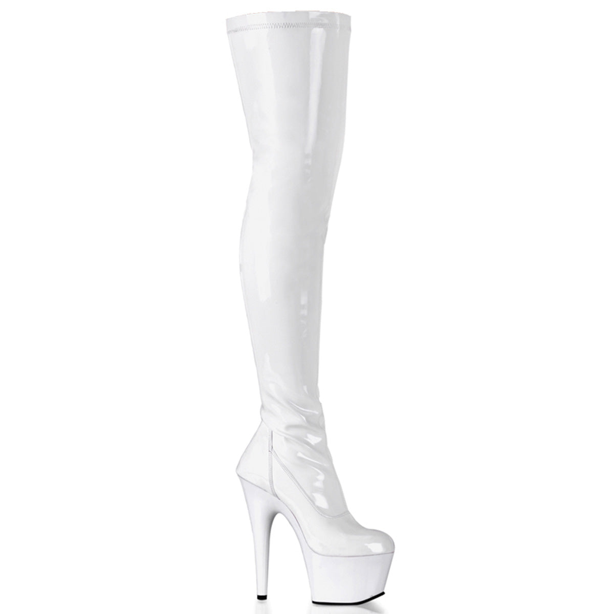 ADORE-3000 White Patent, Thigh High Boot, Pleaser Shoes, Stripper Boots –  BootyCocktails