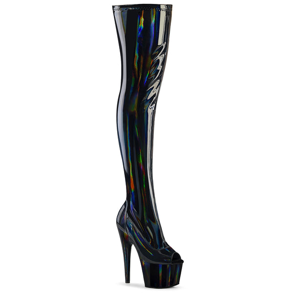 7 Inch Heel, 2 3/4 Inch Platform Peep Toe Thigh High Boot, Side Zip - ADORE-3011HWR