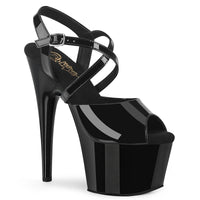 7 Inch Heel, 2 3/4 Inch Platform Peep Toe Criss Cross Strap Sandal - ADORE-724