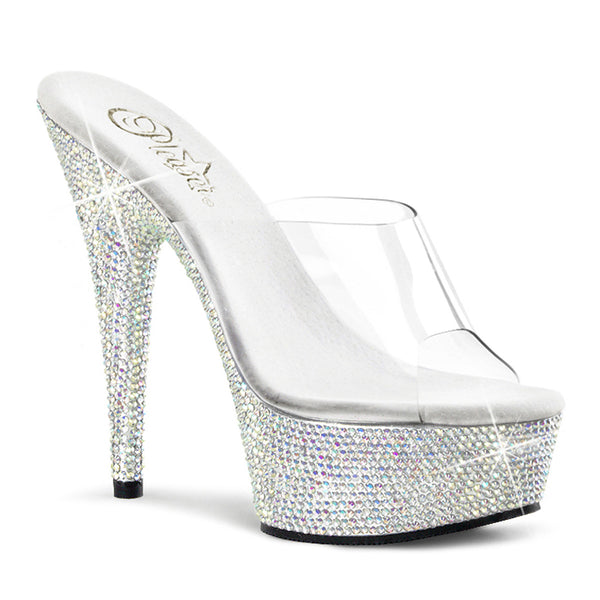 6 Inch Heel, 1 3/4 Inch Platform Slide - BEJEWELED-601DM