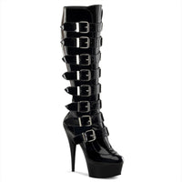 6 Inch Heel, 1 3/4 Inch Platform Buckled Knee BT, Side Zip - DELIGHT-2049