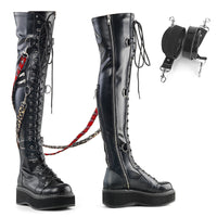 2 Inch Platform STR Over-the-Knee Lace-Up Boots, Side Zip - EMILY-377