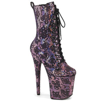 8 Inch Heel, 4 Inch Platform Lace-Up Front Ankle Boot, Side Zip - FLAMINGO-1040SPF