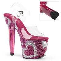 7 Inch Heel, 3 1/4 Inch Platform Ankle Strap Sandal w/ RS Hearts - LOVESICK-708HEART