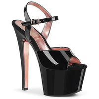 7 Inch Heel, 2 3/4 Inch Platform Two Tone Ankle Strap Sandal - SKY-309TT