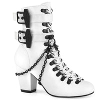 3 Inch Block Heel Round Toe D-ring Lace-Up Ankle Boot, Size Zip - VIVIKA-128